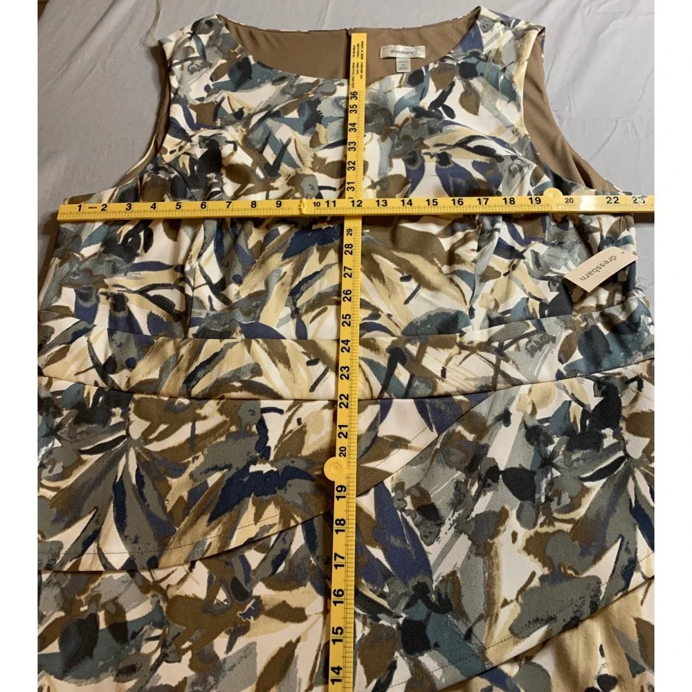 NWT- Dressbarn Women's Plus Size 22W Tiered Sheath Dress Abstract Leaf Print - Picture 6 of 7